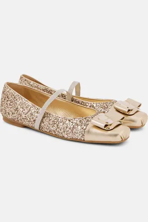 Salvatore Ferragamo Bailarinas Zina con piel y glitter
