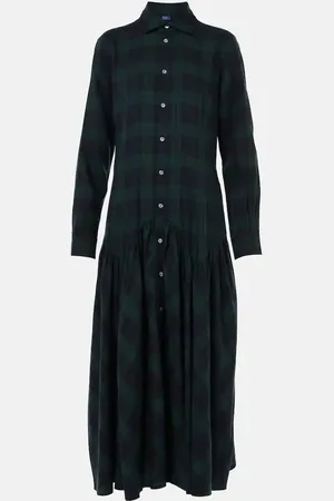 Ralph Lauren Vestido camisero de sarga a cuadros