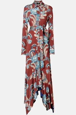 Etro Vestido camisero asimétrico floral
