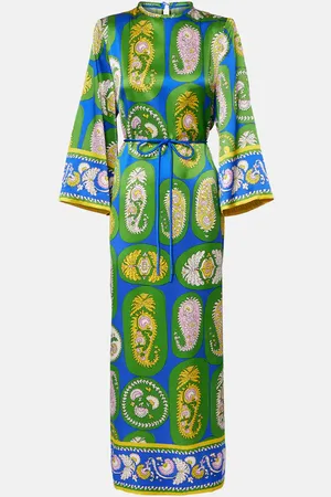ALÉMAIS Alémais Vestido largo de satén de seda estampado