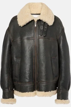 Saint Laurent Chaqueta de piel con borrego