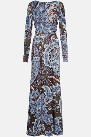 Etro Vestido largo de jersey de crepé con paisley