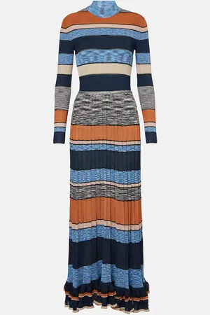 ULLA JOHNSON Vestido largo Evangeline de lamé a rayas