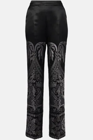 Etro Pantalones anchos de mezcla de seda