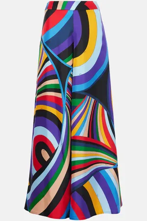 Puccini Pantalones anchos Iride de sarga de seda