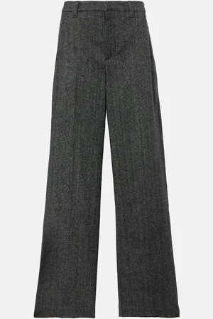 Brunello Cucinelli Pantalones anchos de mezcla de lana
