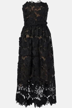 Oscar de la Renta Vestido bustier de fiesta de encaje floral
