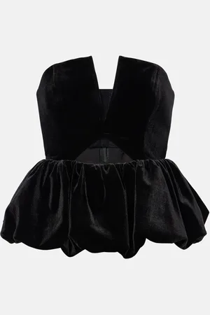 Self-Portrait Top bandeau de terciopelo con peplum