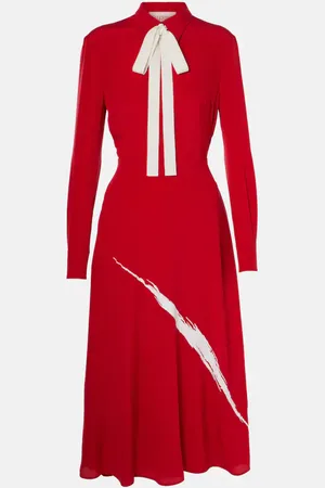 VALENTINO Vestido midi de crepé de seda de china