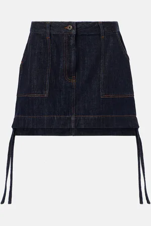 Loewe Minifalda de denim con piel y anagrama