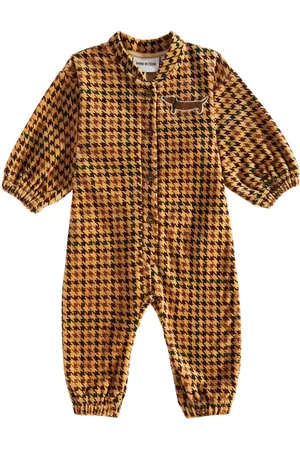 Mini Rodini Body de terciopelo de algodón con pata de gallo