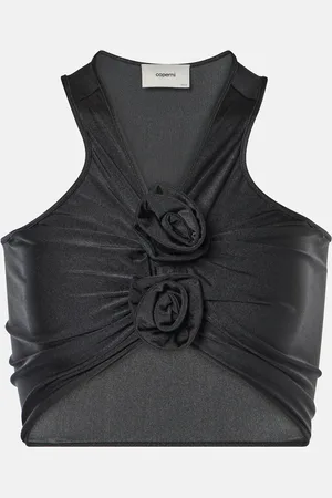 COPERNI Crop top drapeado con aplique floral