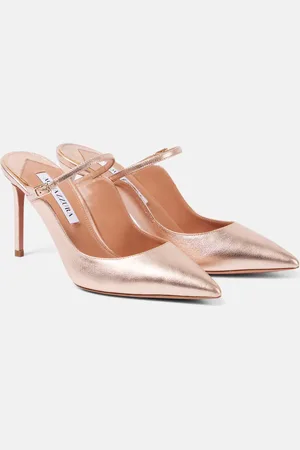 Aquazzura Mules Bellezza 85 de piel metalizada