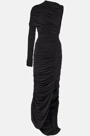 MUGLER Vestido midi asimétrico fruncido