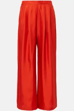 ASCENO Pantalones anchos Isola en sarga de seda