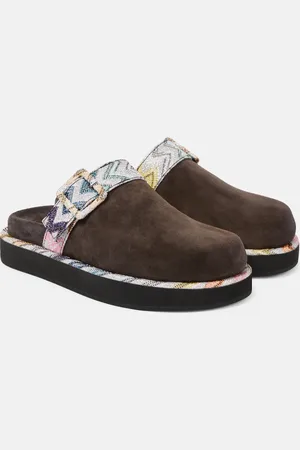 Missoni Zuecos de ante en zigzag