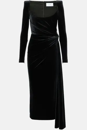 ALEX PERRY Vestido midi de terciopelo drapeado
