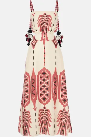 JOHANNA ORTIZ Vestido midi de lino bordado