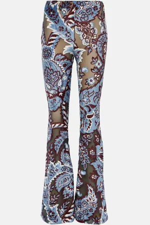Etro Pantalones flared de terciopelo en jacquard