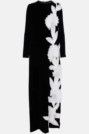 Costarellos Vestido de fiesta de crepé floral adornado