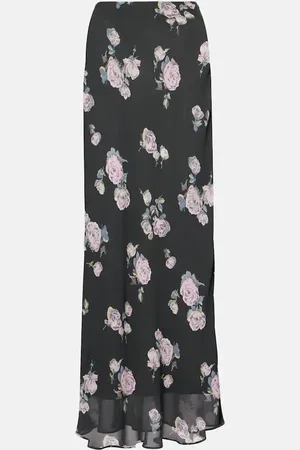 Ganni Falda larga de crepé floral