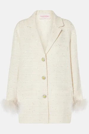 VALENTINO Chaqueta Mossi de tweed con plumas