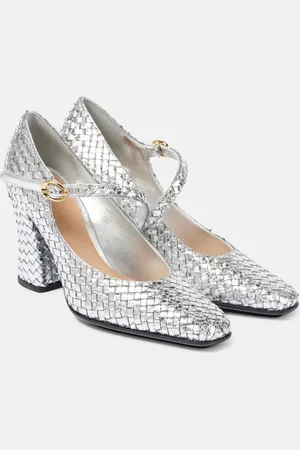 Bottega Veneta Salones Mary Jane Step de piel metalizada