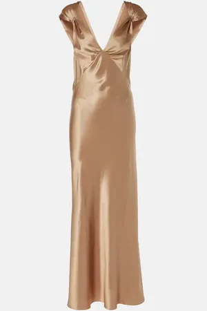 Saint Laurent Vestido largo de satén de seda