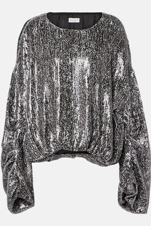 DRIES VAN NOTEN Blusa fruncida con lentejuelas