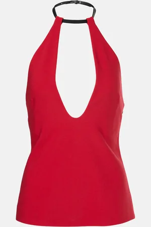 The Attico Top de crepé con cuello halter