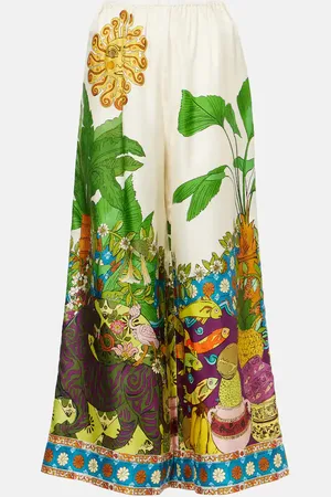 ALÉMAIS Alémais Pantalones anchos Tiger de sarga de seda