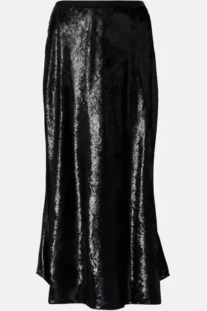 Ralph Lauren Falda midi de lamé satén