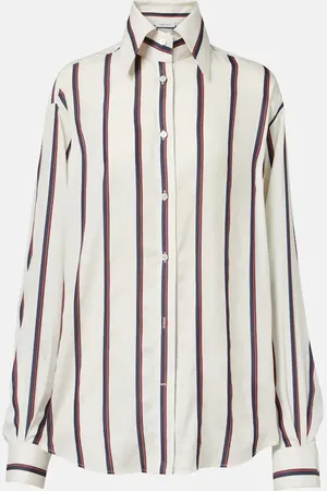 Alexander McQueen Camisa oversized de seda a rayas