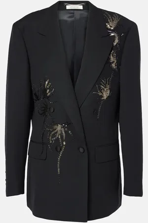 JACQUES WEI Blazer cruzado de lana con lentejuelas