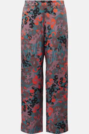 ASCENO Pantalones rectos de charmeuse de seda