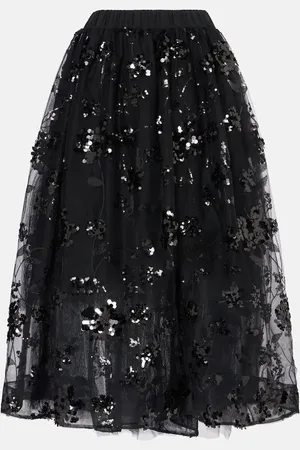 Simone Rocha Falda midi de tul con lentejuelas