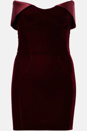 MUGLER Vestido bustier de terciopelo con satén