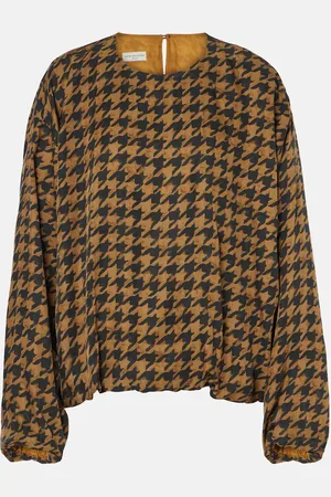 DRIES VAN NOTEN Blusa de satén con pata de gallo