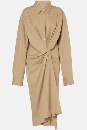 DRIES VAN NOTEN Vestido camisero de algodón fruncido