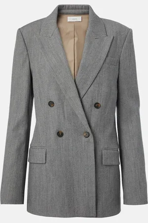 Vince Blazer cruzado de sarga de mezcla de lana