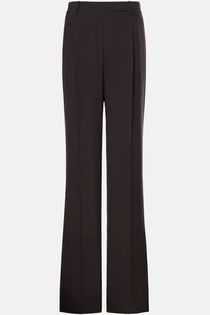 Saint Laurent Pantalones rectos de crepé de seda de tiro alto