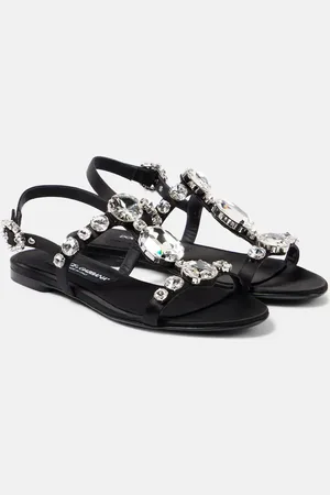 Dolce & Gabbana Sandalias Bianca de satén adornadas