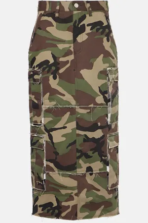 Vetements Falda midi cargo de algodón con camuflaje