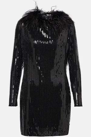 Ilkyaz Ozel Vestido Juises con plumas y lentejuelas