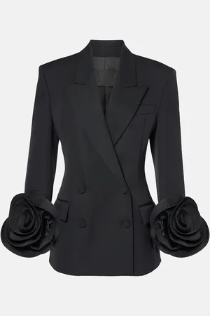 VALENTINO Blazer de grisalla de lana virgen con apliques