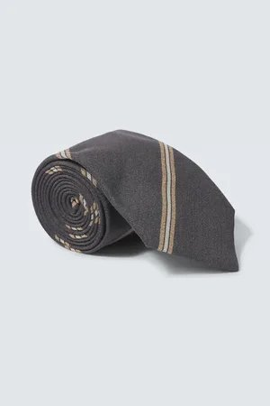 Brunello Cucinelli Corbata de satén de seda a rayas