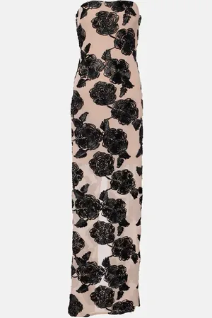 ROTATE Vestido de fiesta floral con malla