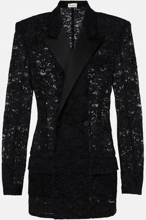 Saint Laurent Chaqueta de esmoquin de encaje de guipur
