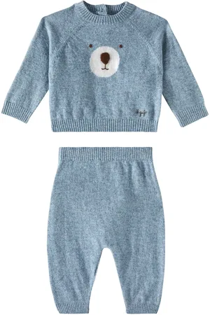 Il gufo Bebé - set de jersey y pantalones de lana virgen
