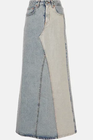 Maison Margiela Vestido largo de denim con patchwork